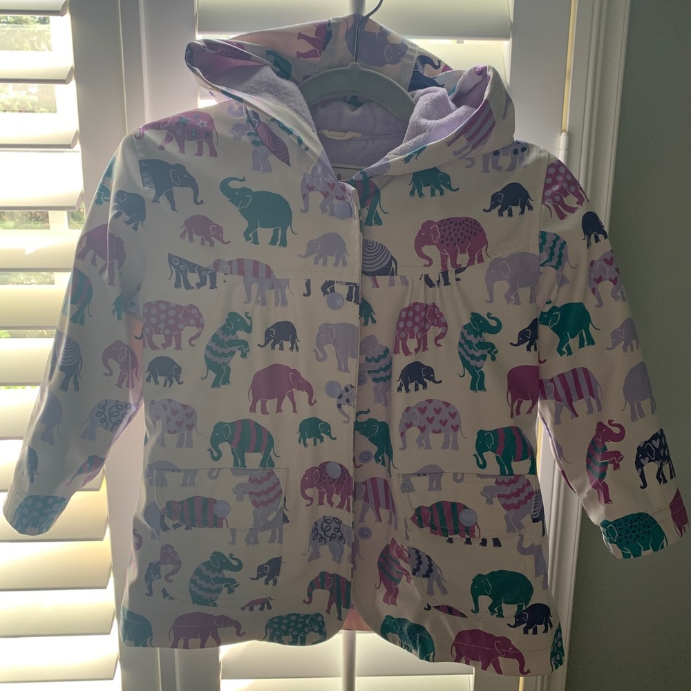 Hatley Toddler Girls size 2 terry lined raincoat, snap front with pockets